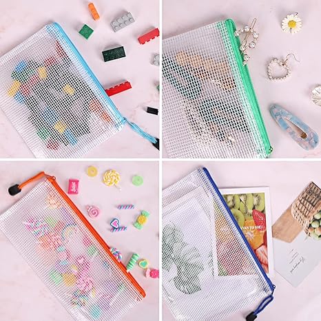 EOOUT 30pcs Mesh Zipper Pouch Bags | 8 Sizes & Colors | Waterproof & Multipurpose