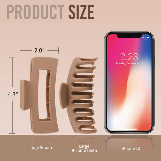 LuSeren 4.3 Inch Large Hair Claw Clips for Women – Strong Hold, Matte Finish, Non-Slip Jaw Clips for Thick & Thin Hair, Neutral Colors Gift Box