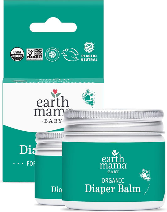 Earth Mama Organic Diaper Balm | USDA Certified | Calendula & Herbal Diaper Cream | Multi-Purpose Baby Ointment, 2 oz (2-Pack