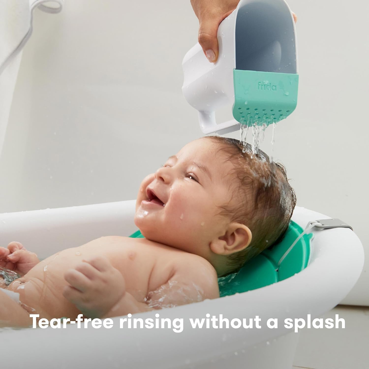 Frida Baby Control The Flow Bath Rinse Cup – Dual Pour Rinser for Hair & Body | Easy Grip Handle & Rain Shower Design | 24oz Baby Bath Essential