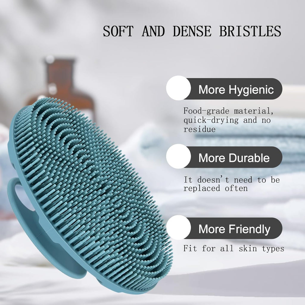INNERNEED Food-Grade Silicone Body Scrubber – Soft, Gentle Exfoliating Shower Brush for Deep Cleansing, Quick-Dry, and Durable Design (Dark Green)