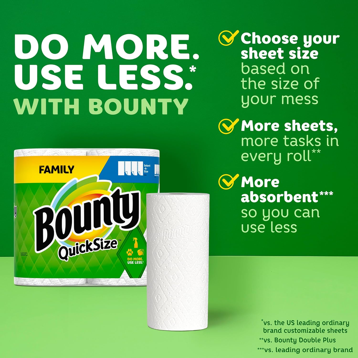 Bounty Quick Size Paper Towels – 16 Family Rolls (Equals 40 Regular Rolls) | Ultra-Absorbent, Quick-Clean Towels for Speedy Mess Pick-Up | White