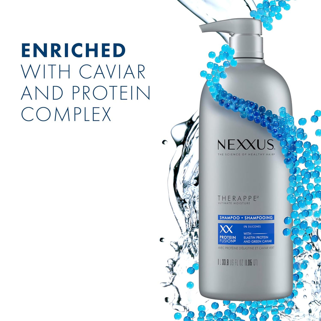 Nexxus Therappe & Humectress Shampoo and Conditioner Duo – 33.8 oz | Moisturizing for Dry Hair, Silicone-Free with Caviar Complex & Elastin Protein - Ballimart