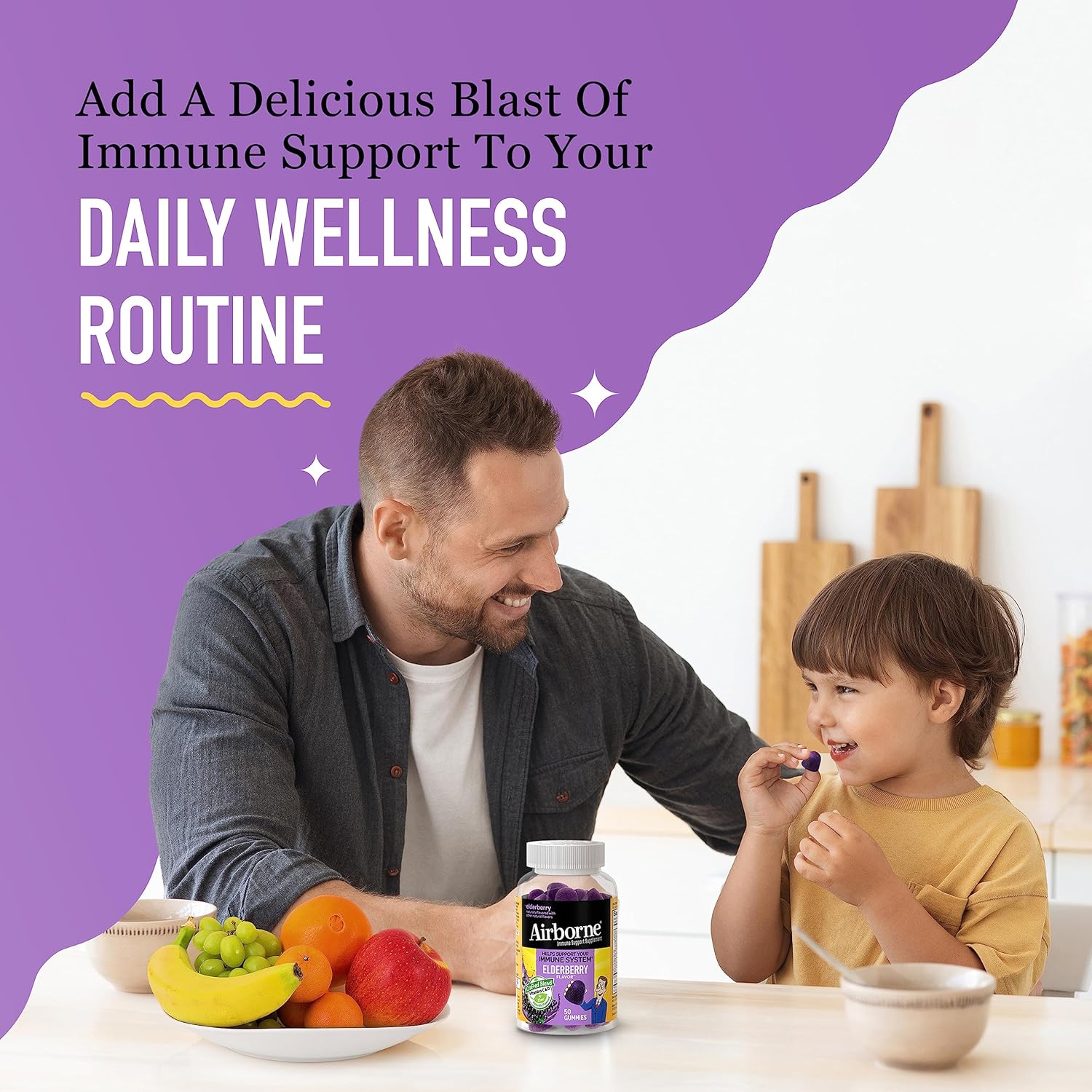 Airborne Elderberry + Zinc & Vitamin C Gummies – Daily Immune Support for Adults & Kids