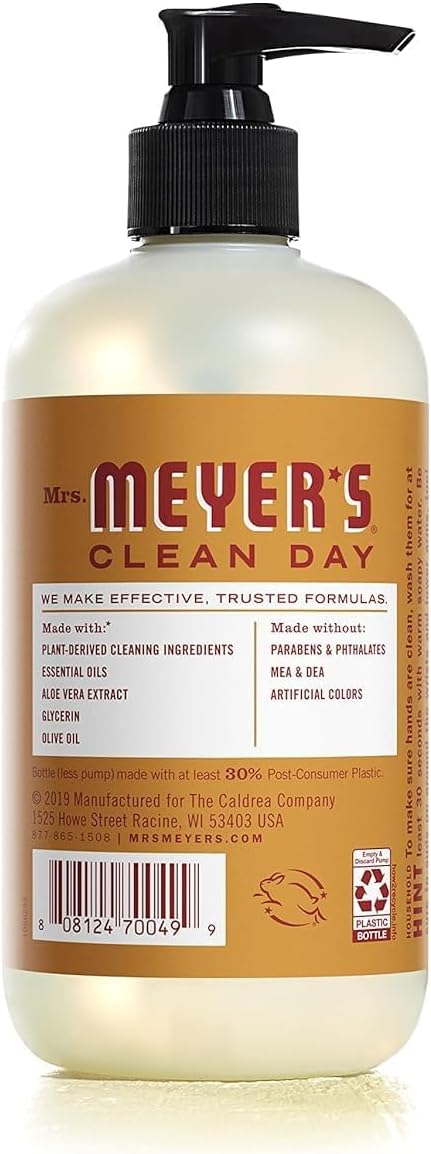 MRS. MEYER'S CLEAN DAY Hand Soap, Apple Cider Scent, Essential Oils, 12.5 Fl Oz (Pack of 3) – Cruelty-Free & Paraben-Free