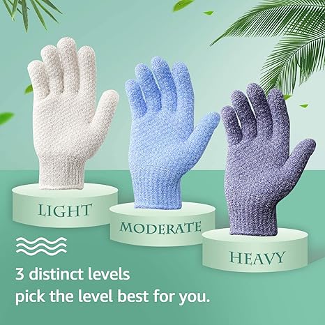 Evridwear Exfoliating Dual Texture Bath Gloves – Deep Exfoliation for Shower, Spa, and Body Scrubs | Promotes Healthy Skin, Stimulates Blood Circulation, & Removes Dead Skin Cells (1 Pair, Heavy Glove)