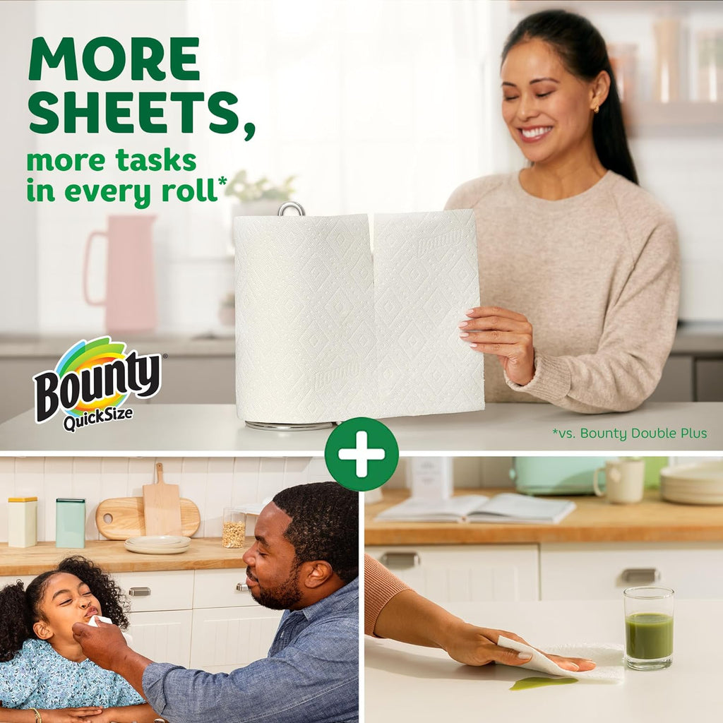 Bounty Quick Size Paper Towels – 16 Family Rolls (Equals 40 Regular Rolls) | Ultra-Absorbent, Quick-Clean Towels for Speedy Mess Pick-Up | White - Ballimart