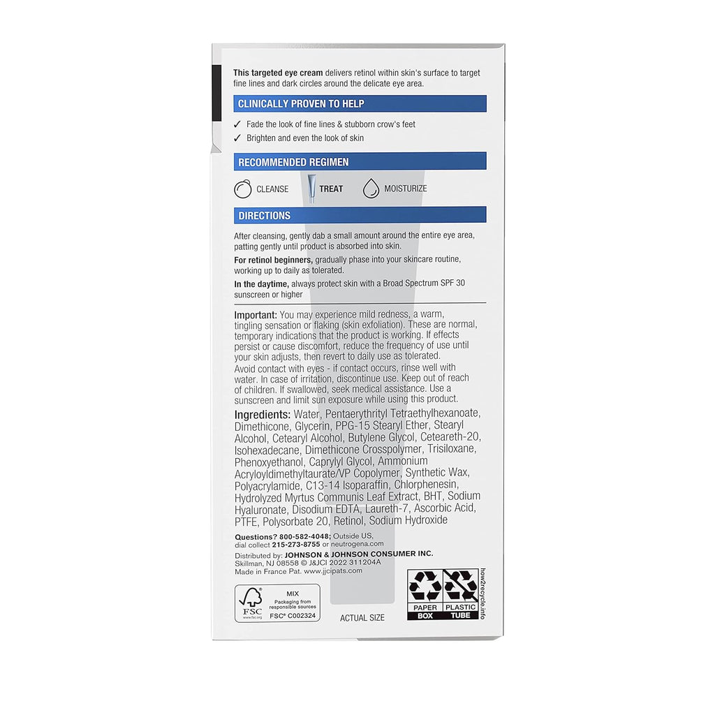 Neutrogena Rapid Wrinkle Repair Retinol Eye Cream | Anti-Aging, Dark Circles & Fine Lines, 0.5 fl. oz - Ballimart