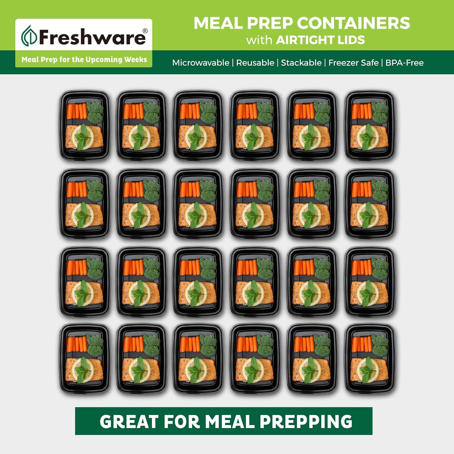 Freshware 50-Pack 16 oz Meal Prep Containers with Lids – Durable, Leakproof & BPA-Free