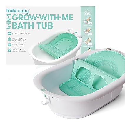 Frida Baby 4-in-1 Grow-with-Me Baby Bathtub | Adaptable Tub with Removable Bath Seat & Backrest for Newborns to Toddlers