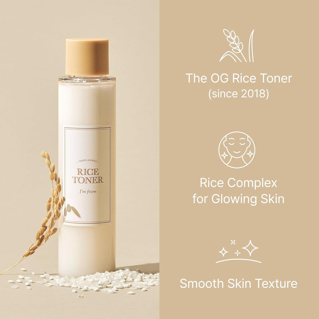 I'm From Rice Toner – Milky, Hydrating Toner with 77.78% Korean Rice Extract for Glowing Skin | Niacinamide-Infused, Vegan, Fragrance-Free, Ideal for Dry & Combination Skin - Ballimart
