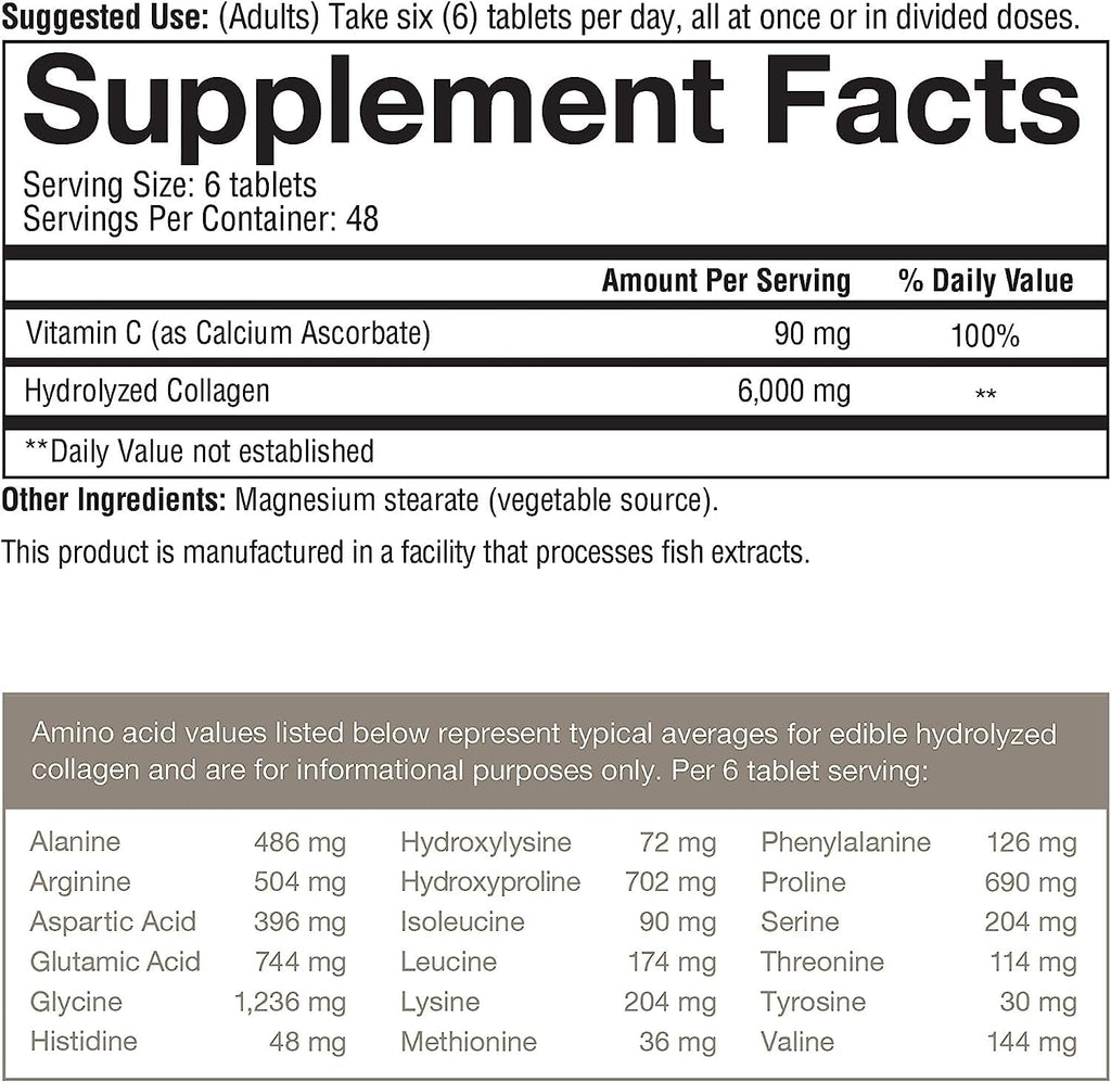 Youtheory Advanced Collagen with Vitamin C - 6,000 mg Collagen for Hair, Skin &amp; Nails* | Gluten-Free Supplements for Men &amp; Women | Anti-Aging, Joint &amp; Bone Support - 290 Tablets