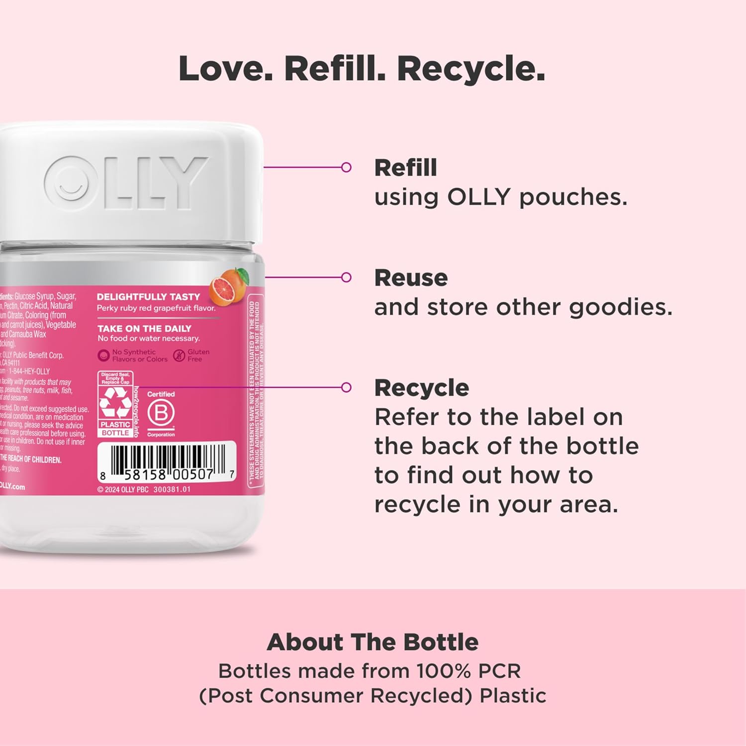 OLLY Undeniable Beauty Gummies – Biotin, Vitamin C & Keratin for Hair, Skin & Nails, 30-Day Supply, Gluten-Free Grapefruit Flavor - Ballimart