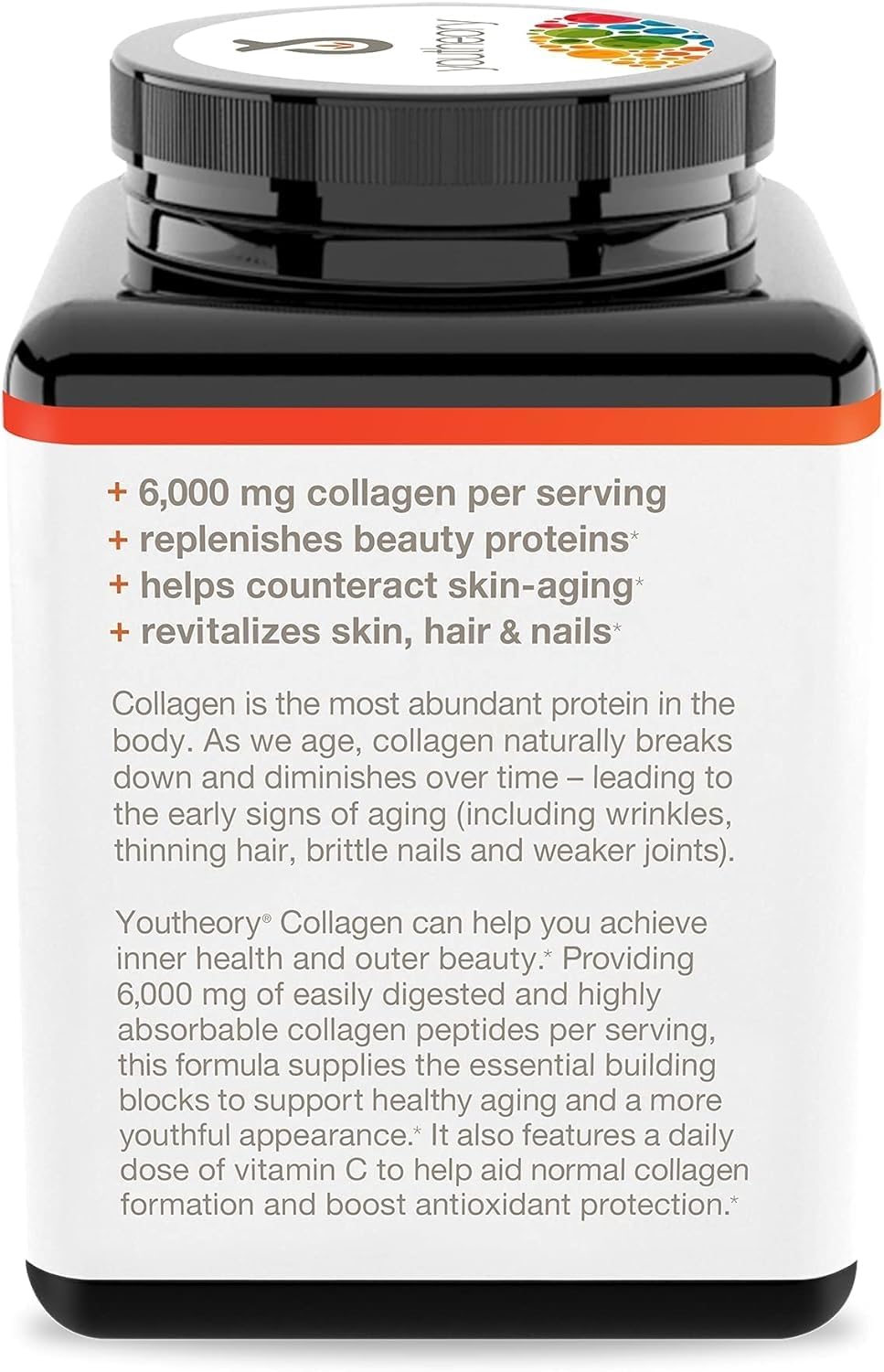 Youtheory Advanced Collagen with Vitamin C - 6,000 mg Collagen for Hair, Skin &amp; Nails* | Gluten-Free Supplements for Men &amp; Women | Anti-Aging, Joint &amp; Bone Support - 290 Tablets