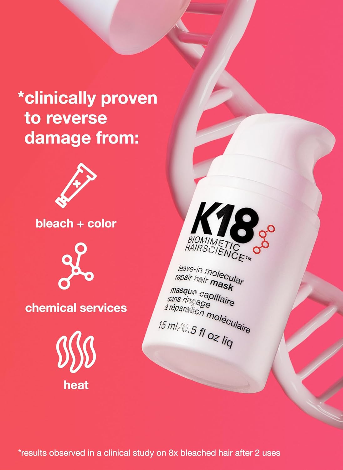 K18 Leave-In Molecular Hair Mask – 50ml | Professional-Grade Damage Repair for Dry & Processed Hair