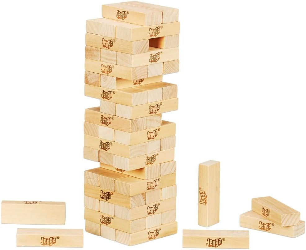 Hasbro Gaming Jenga Classic Game – Genuine Hardwood Stacking Blocks for 1+ Players, Fun Strategy Game for Kids Ages 6 and Up