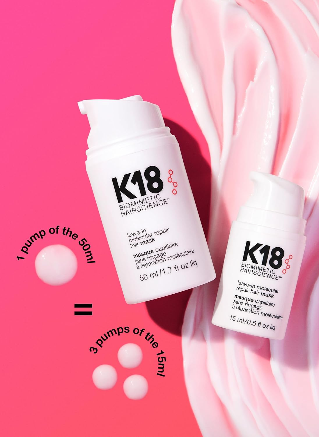 K18 Leave-In Molecular Hair Mask – 50ml | Professional-Grade Damage Repair for Dry & Processed Hair - Ballimart