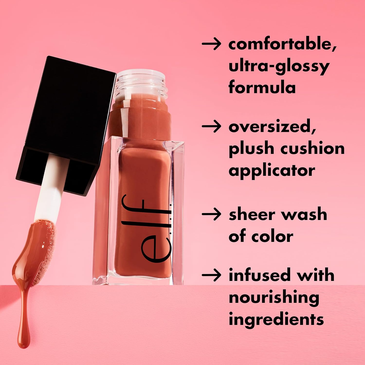 e.l.f. Glow Reviver Lip Oil in Rose Envy | Nourishing, High-Shine Tinted Lip Oil with Jojoba Oil, Vegan & Cruelty-Free