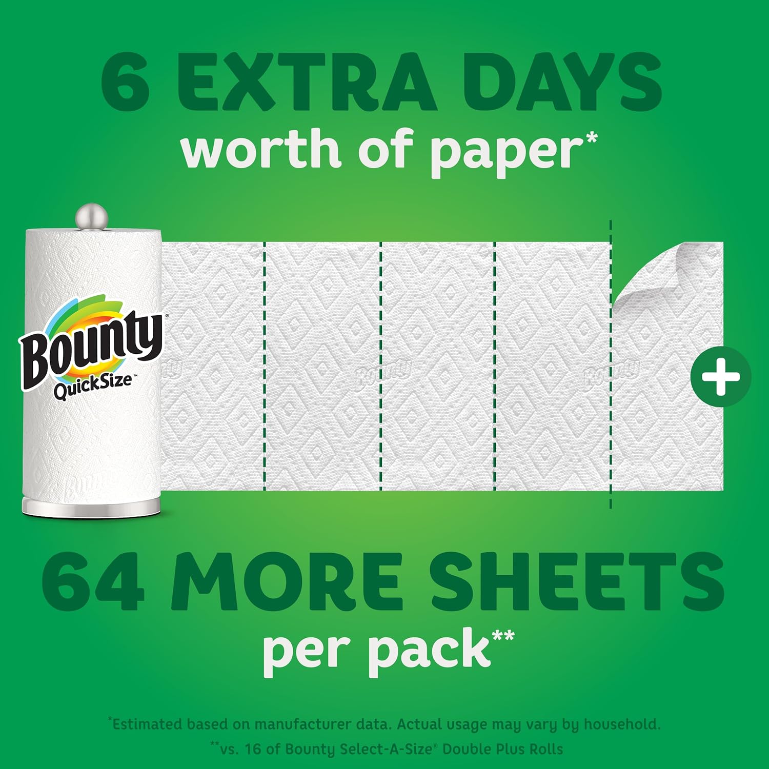 Bounty Quick Size Paper Towels – 16 Family Rolls (Equals 40 Regular Rolls) | Ultra-Absorbent, Quick-Clean Towels for Speedy Mess Pick-Up | White