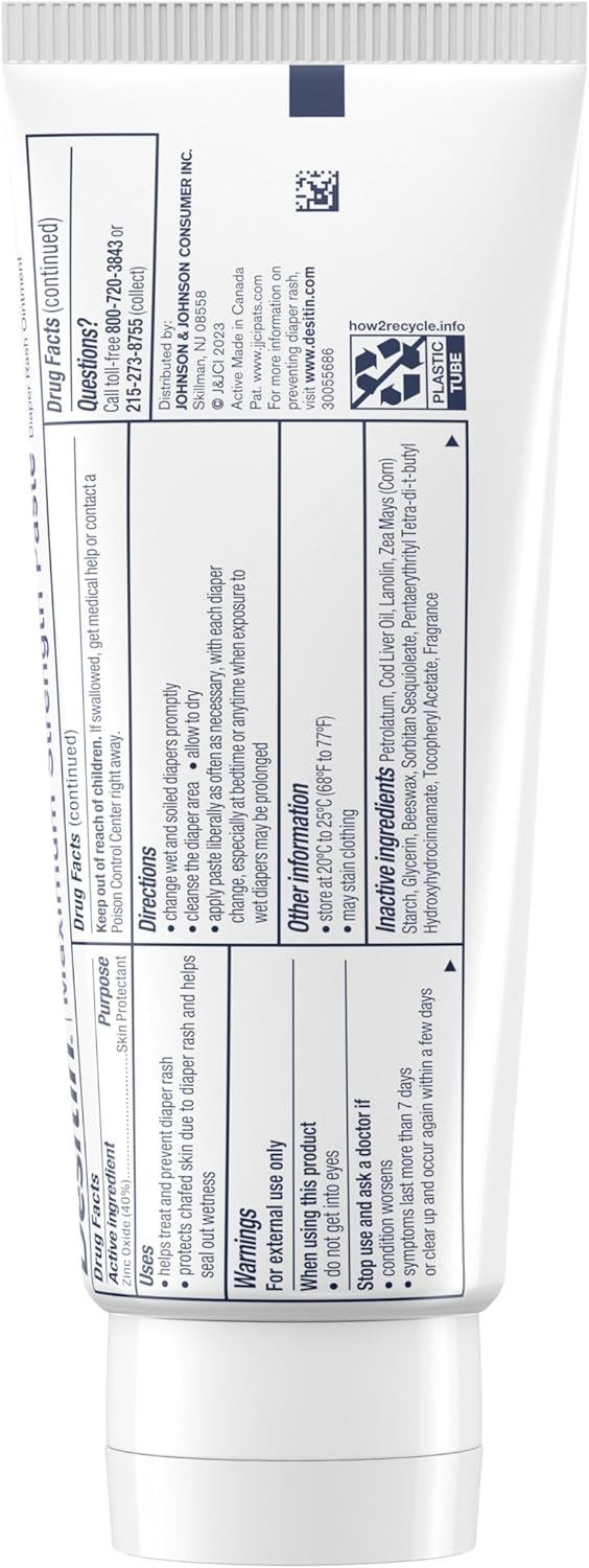 Desitin Maximum Strength Diaper Rash Cream – 40% Zinc Oxide, Hypoallergenic, Paraben- & Phthalate-Free Relief & Prevention, 4.8 oz