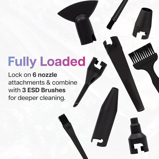 IT Dusters AirTec Ultra Electric Air Duster Blower | Powerful 2-Stage Cleaning for PC, Laptop, Consoles & More | Sustainable Alternative to Canned Air | Includes Nozzle Attachments & Brushes