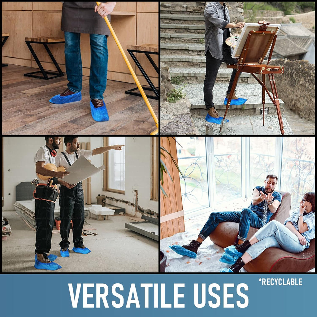 Disposable Non-Slip Shoe Covers - Pack of 100 (50 Pairs) | Waterproof, Recyclable Booties for Indoor & Outdoor Use | Fits Up to US Men’s Size 11, Women’s Size 13 - Ballimart