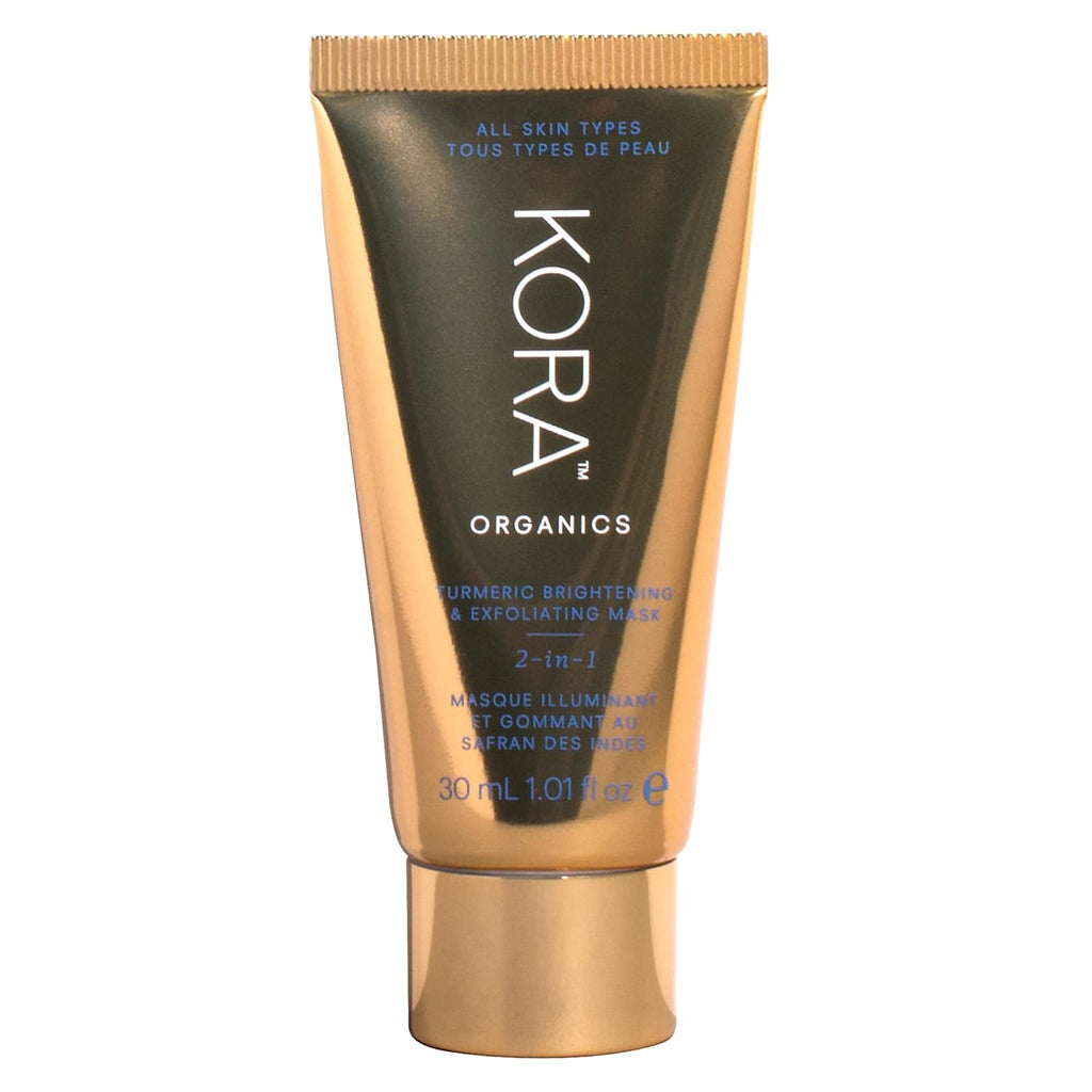 KORA Organics Turmeric Brightening & Exfoliating Mask – Travel-Size Facial Scrub for Radiance & Smooth Skin (1.01 fl oz)