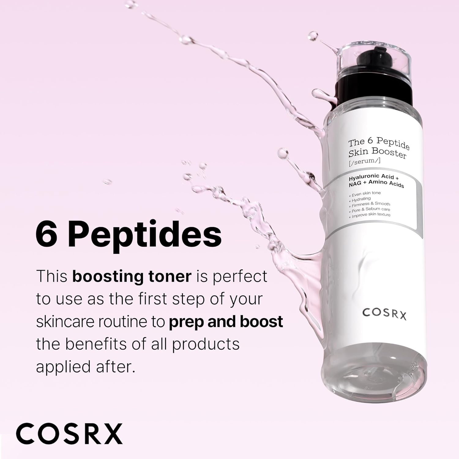 COSRX 6X Peptide Collagen Booster Toner Serum - Skin Renewal with Niacinamide & Hyaluronic Acid | Anti-Aging & Radiance for All Skin Types, Paraben-Free (150mL) - Ballimart