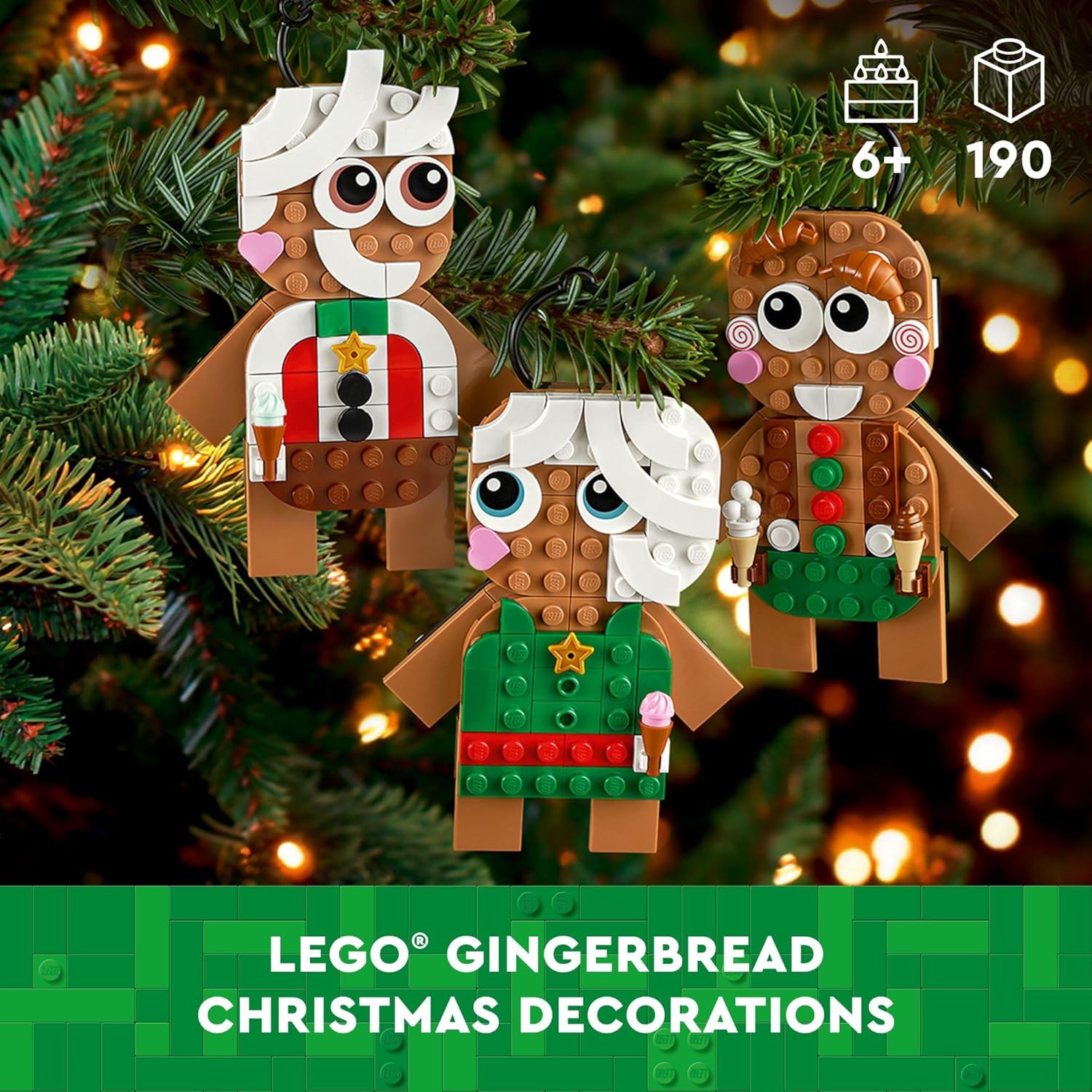 LEGO Gingerbread Ornaments - Christmas Tree Building Set for Kids (40642)