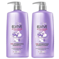 L'Oreal Elvive Hyaluron + Plump shampoo and conditioner bottles on a white background