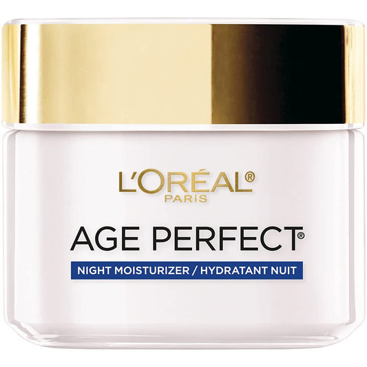 L'Oreal Paris Age Perfect Collagen Expert Night Moisturizer with Collagen Peptides and Niacinamide – Anti-Aging &amp; Anti-Wrinkle Hydrating Cream for Mature Skin, 2.5 oz