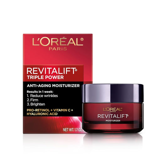 L'Oreal Paris Revitalift Triple Power Anti-Aging Face Moisturizer | Pro-Retinol, Hyaluronic Acid &amp; Vitamin C | 1.7 oz