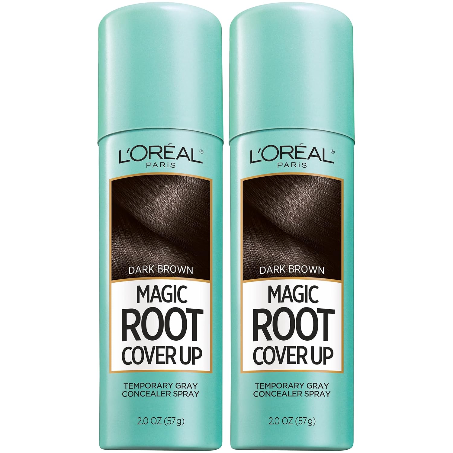 L'Oreal Paris Root Cover Up Spray - Temporary Gray Concealer for Dark Brown Hair, Lightweight, Ammonia-Free Formula for Seamless Coverage, Pack of 2