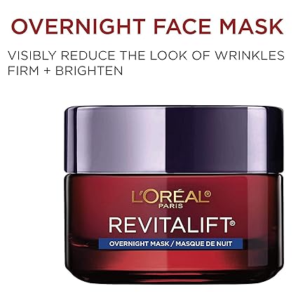 L'Oreal Paris Revitalift Triple Power Anti-Aging Overnight Mask with Pro-Retinol, Hyaluronic Acid & Vitamin C – Hydrating & Wrinkle-Reducing Night Cream for Firm, Brightened Skin (1.7 oz)