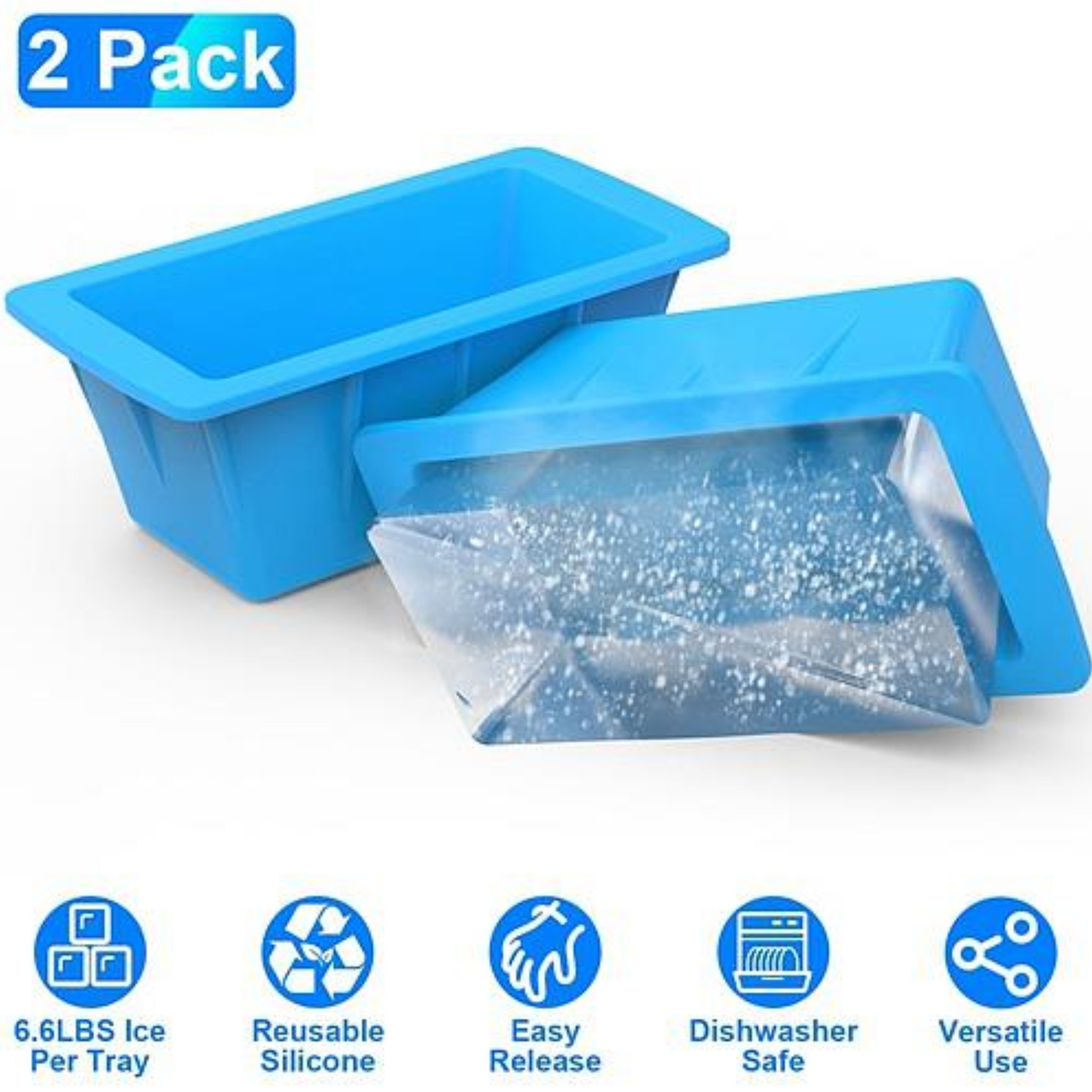 NewHome 2 Pack 6.6LBS Silicone Freezer Molds - Ice Block Molds for Ice Baths, Soup, Seafood Freezing, and DIY Ice Decorations