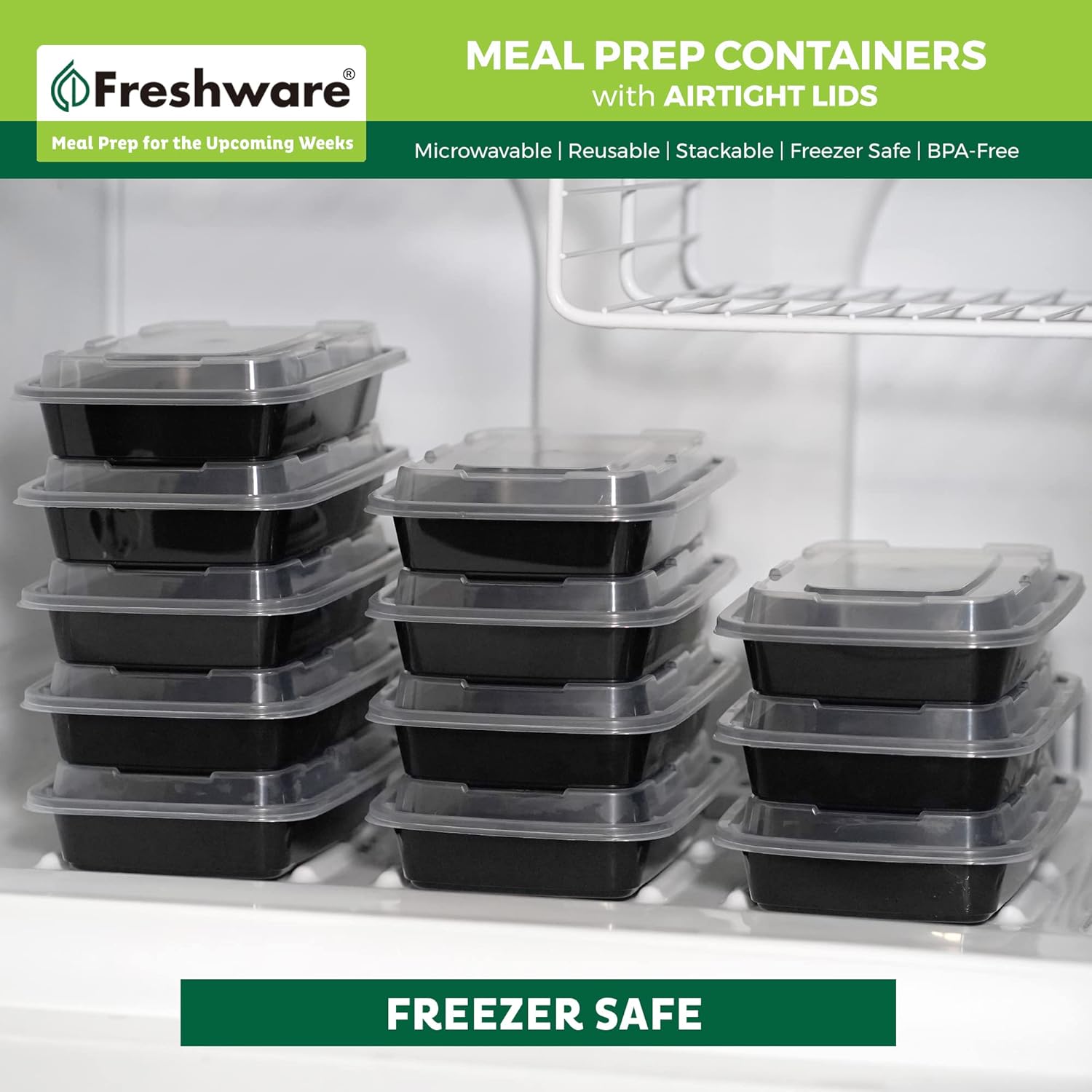 Freshware 50-Pack 16 oz Meal Prep Containers with Lids – Durable, Leakproof & BPA-Free