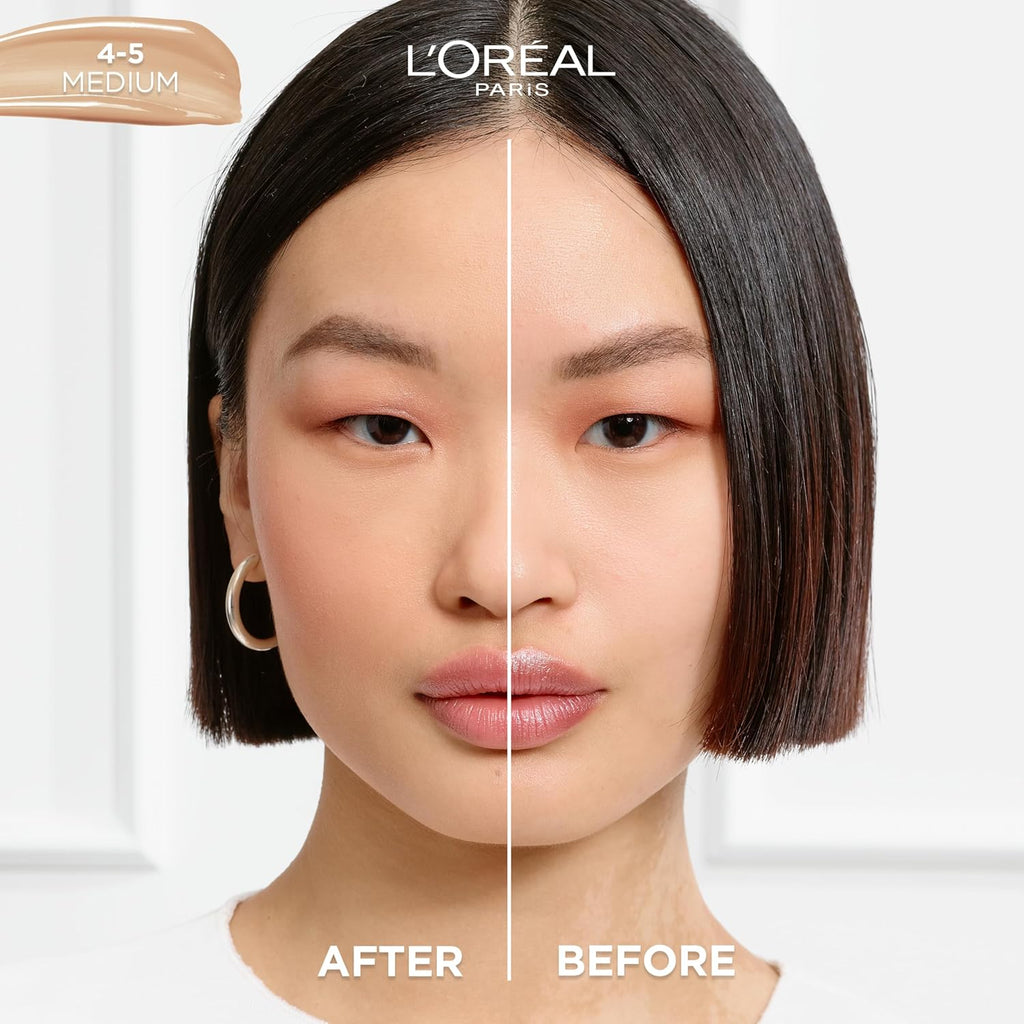 L'Oreal Paris True Match Nude Hyaluronic Tinted Serum Foundation - 1% Hyaluronic Acid, Medium 4-5, 1 fl. oz. | Hydrating, Vegan, Lightweight Coverage