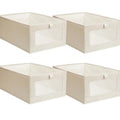 NewHome 4Pcs Foldable Linen Clothing Storage Bins with Visible Clear Window - Ballimart