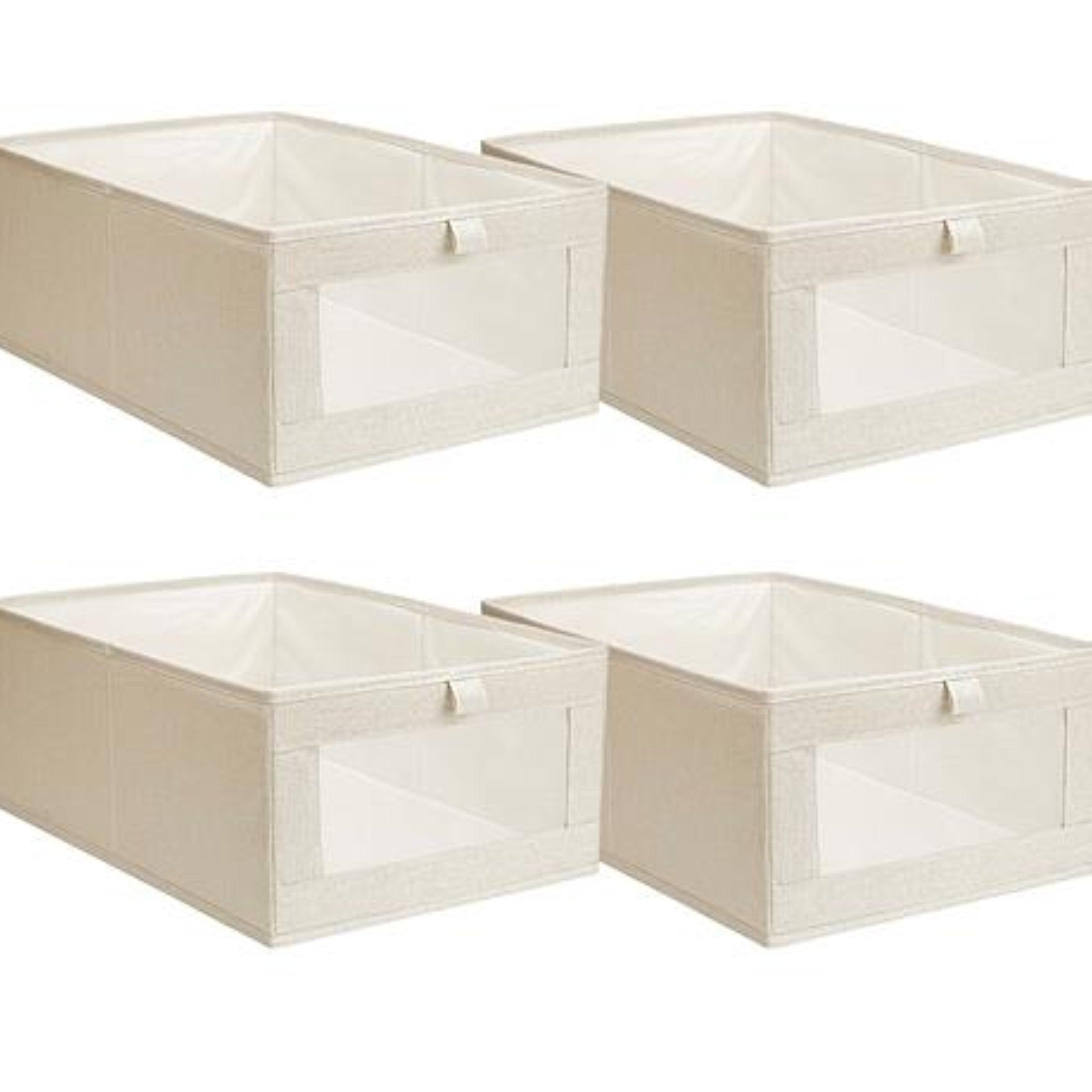 NewHome 4Pcs Foldable Linen Clothing Storage Bins with Visible Clear Window - Ballimart