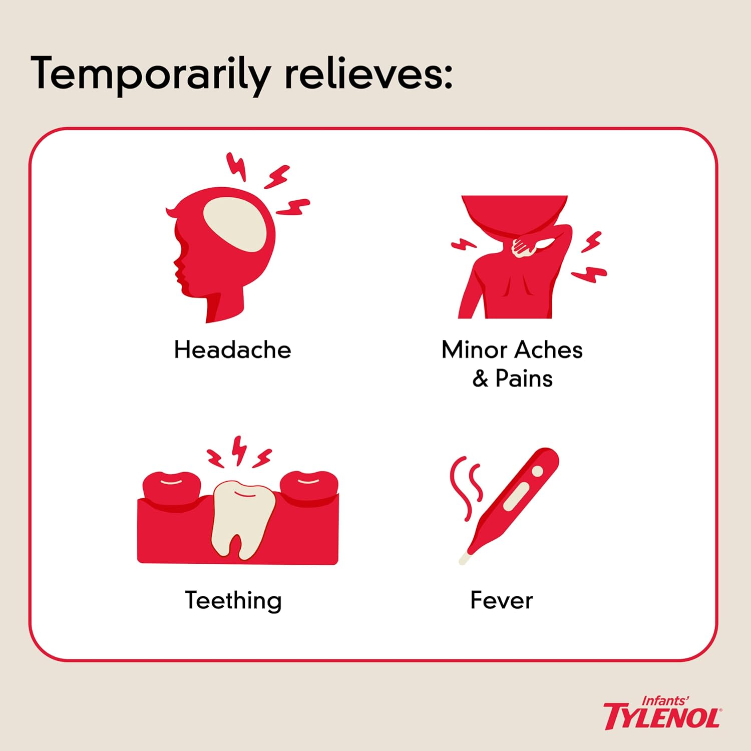 Tylenol Infants Oral Suspension | 160 mg Acetaminophen for Pain & Fever Relief | Dye-Free Cherry Flavor | 2 FL OZ