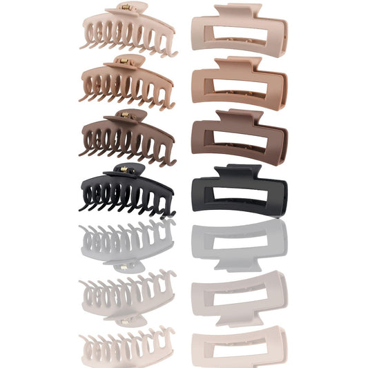 LuSeren 4.3 Inch Large Hair Claw Clips for Women – Strong Hold, Matte Finish, Non-Slip Jaw Clips for Thick & Thin Hair, Neutral Colors Gift Box