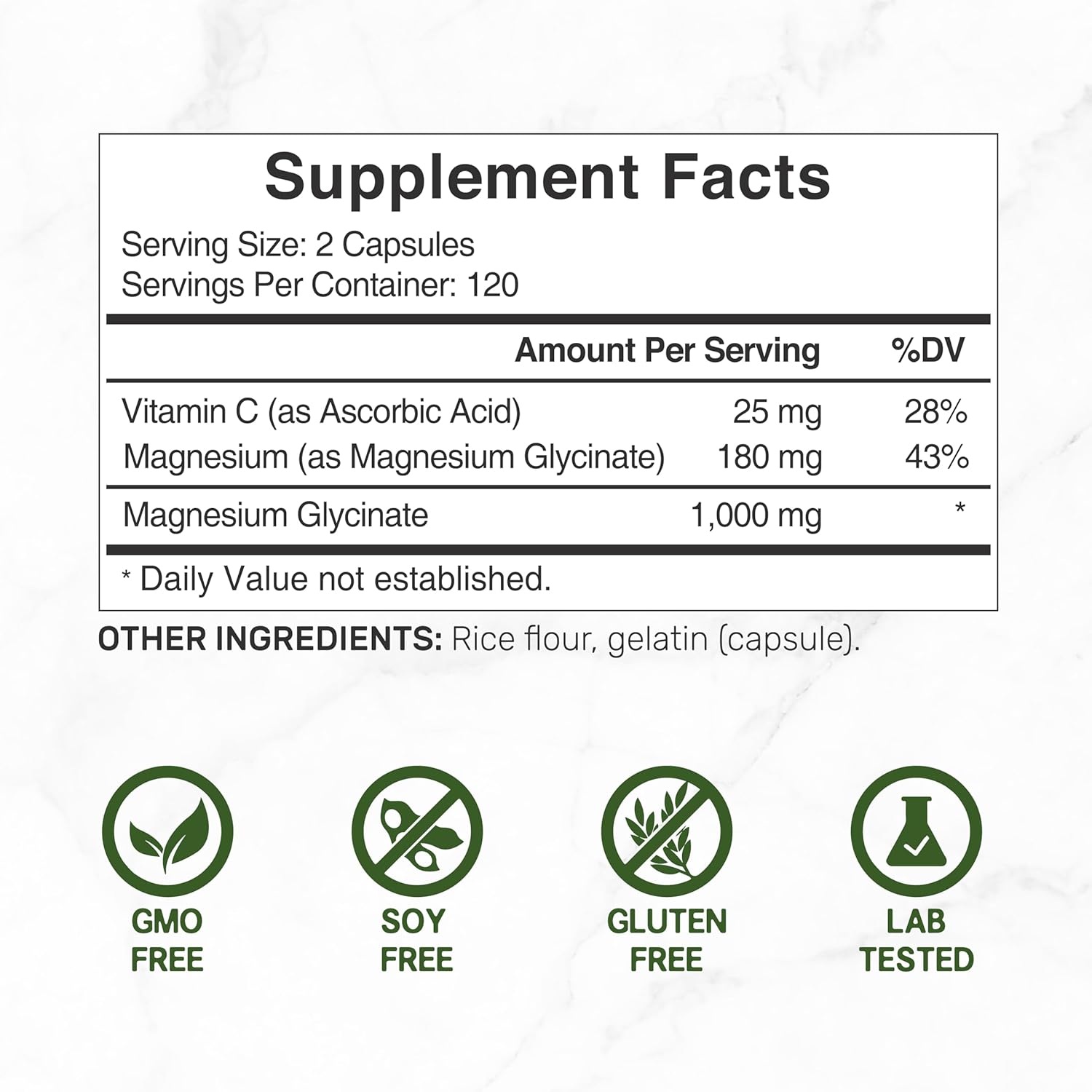 DEAL SUPPLEMENT Magnesium Glycinate 500mg Plus Vitamin C – 100% Chelated for Superior Absorption – Essential Mineral Supplement (240 Capsules)