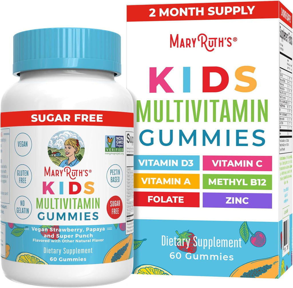 MaryRuth Organics Kids Multivitamin Gummies – Sugar-Free, Vegan, & Allergy-Friendly Daily Vitamins for Ages 2+, 2-Month Supply, 60 Count