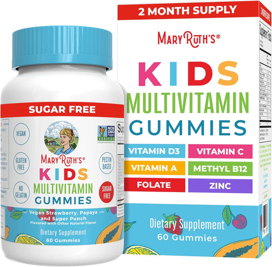 MaryRuth Organics Kids Multivitamin Gummies – Sugar-Free, Vegan, & Allergy-Friendly Daily Vitamins for Ages 2+, 2-Month Supply, 60 Count