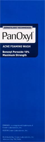 PanOxyl Acne Foaming Wash 10% Benzoyl Peroxide | Maximum Strength Antimicrobial Treatment for Face, Chest & Back | 5.5 oz