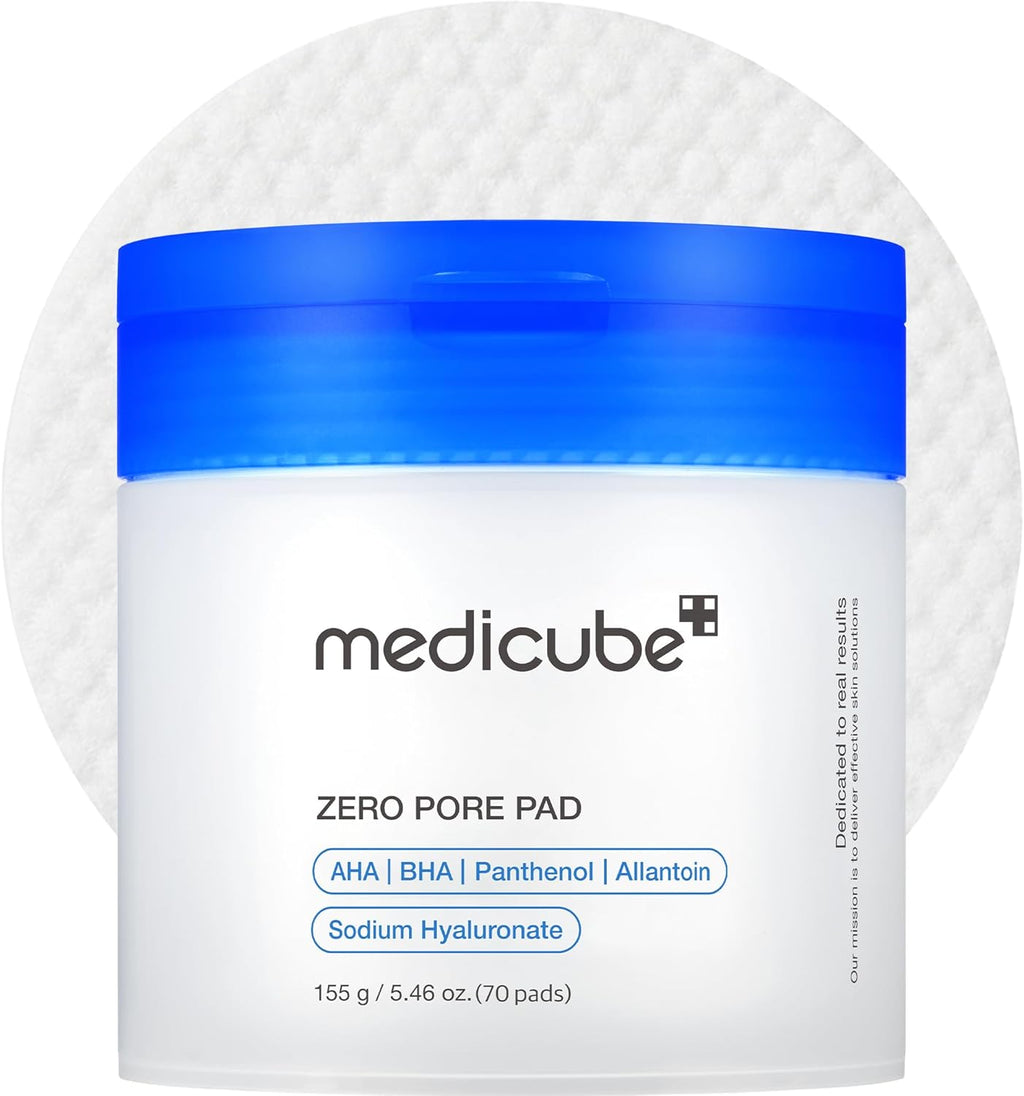Medicube Zero Pore Pad container with blue lid on a white background