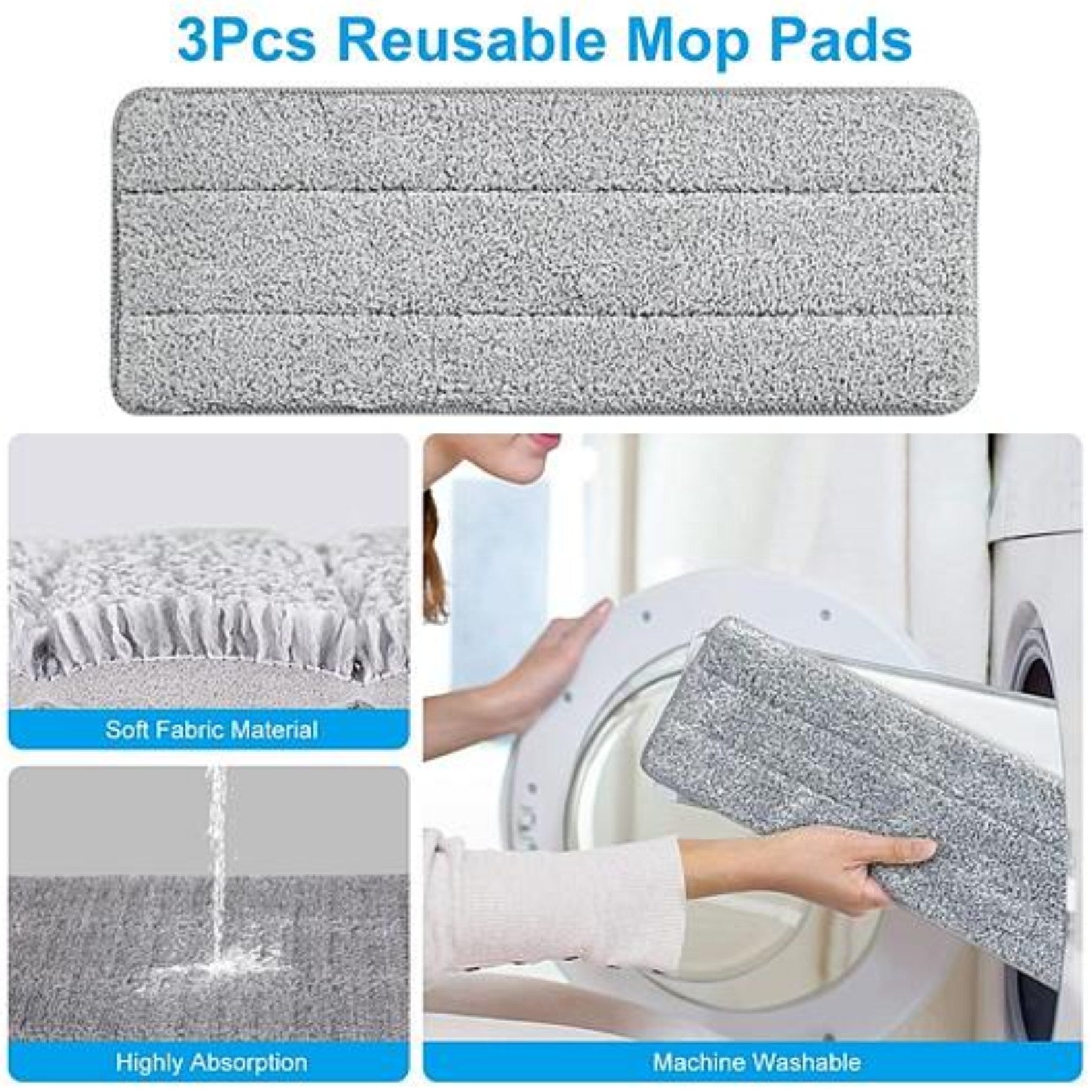 NewHome Mop Bucket with Wringer Set - Flat Floor Mop Clean and Dry Separate Bucket - Ballimart