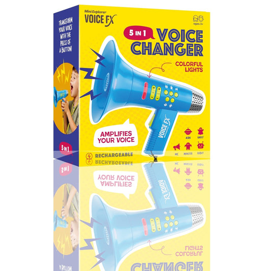 Mini Explorer Voice Changer for Kids – Fun Voice-Changing Megaphone with 5 Modes, Rechargeable, Colorful Lights, Perfect Gift for Boys & Girls Ages 3-8+ - Ballimart