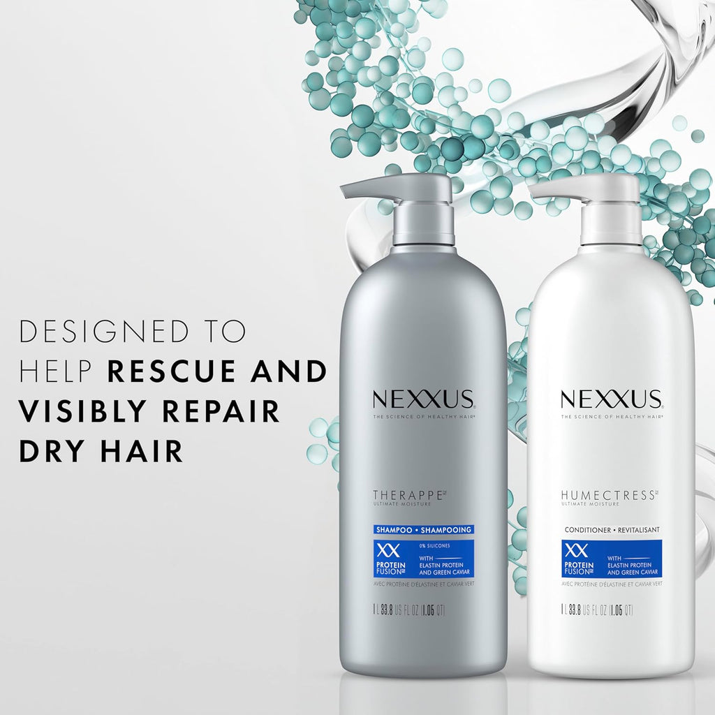 Nexxus Therappe & Humectress Shampoo and Conditioner Duo – 33.8 oz | Moisturizing for Dry Hair, Silicone-Free with Caviar Complex & Elastin Protein - Ballimart