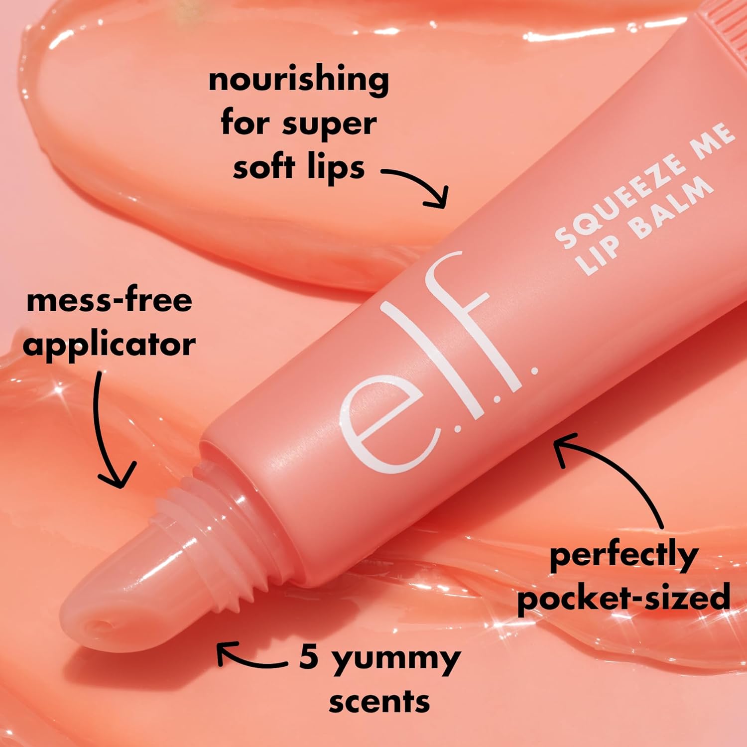 e.l.f. Squeeze Me Lip Balm - Strawberry | Moisturizing Sheer Tint with Hyaluronic Acid, Vegan & Cruelty-Free - Ballimart